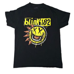 Blink-182 Smiley Face Logo T-Shirt Black Size Medium Punk Rock Band Tee